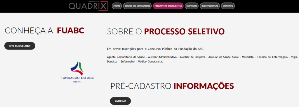 Quadrix já tem página dedicada ao concurso Fundação ABC