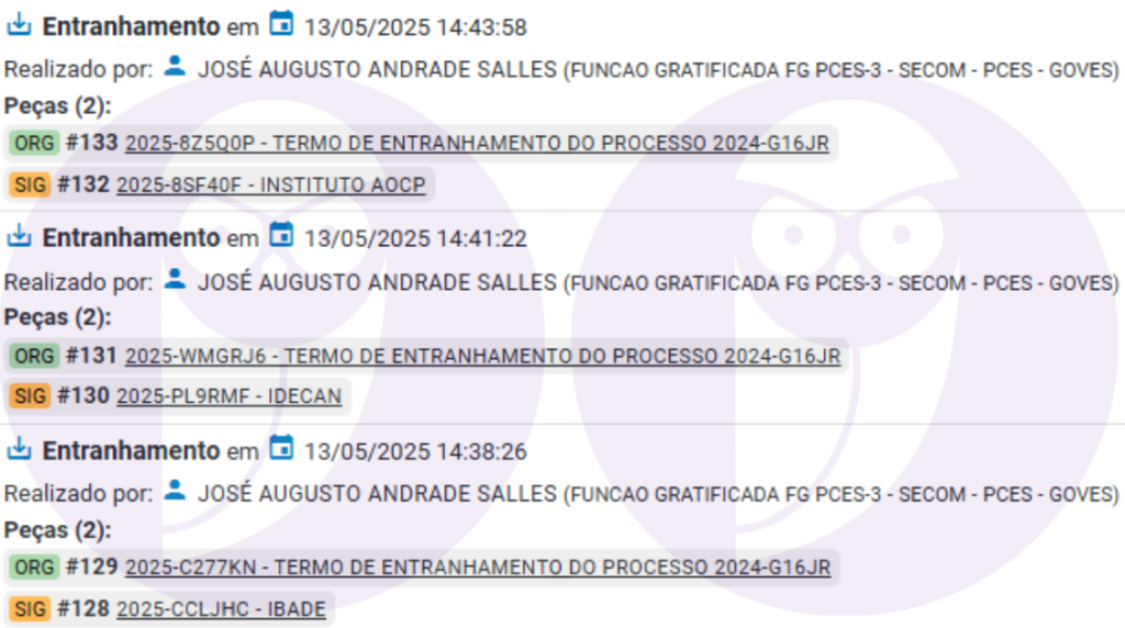 Propostas das bancas do concurso PC ES enviadas em 13/05