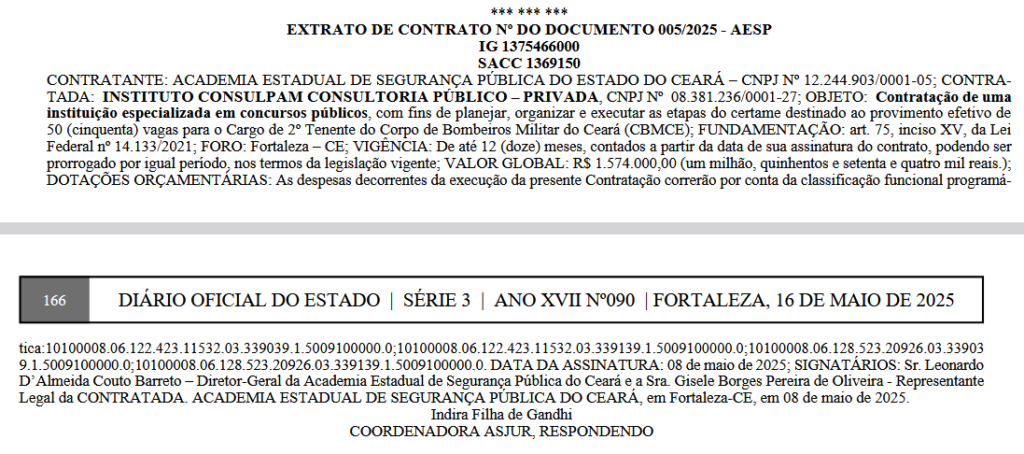 Extrato concurso Bombeiro CE