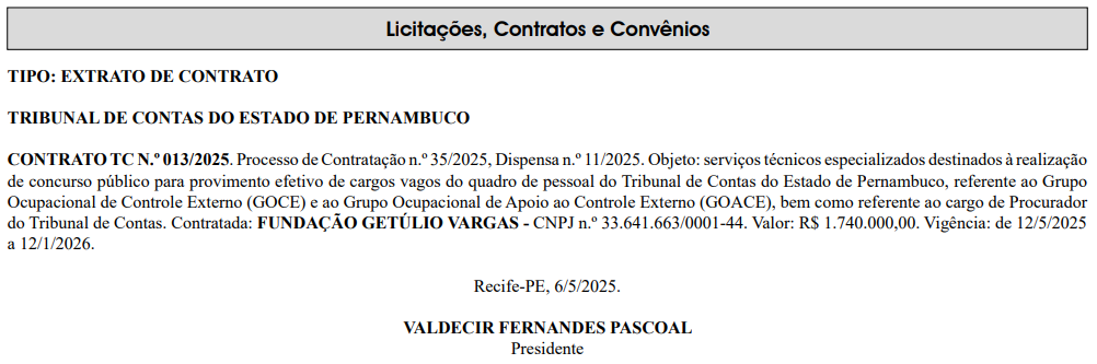 Banca do concurso TCE PE é CONTRATADA; edital iminente!