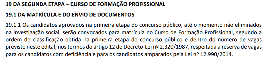 explicação sobre qual é a etapa após a aprovação na Investigação Social do Concurso PF