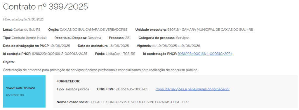 Contrato com a Legalle é assinado e edital já pode sair