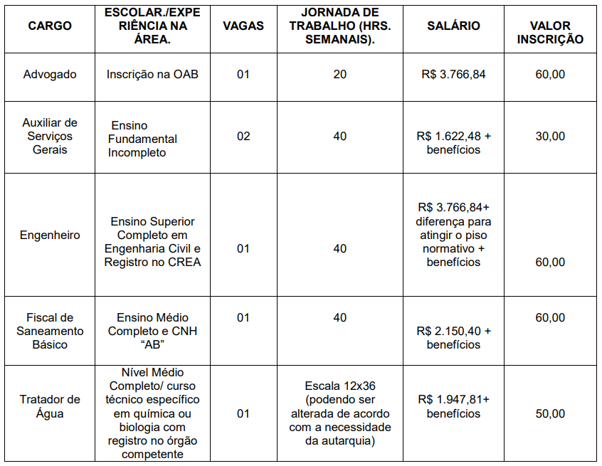 vagas do concurso DAEP Penápolis