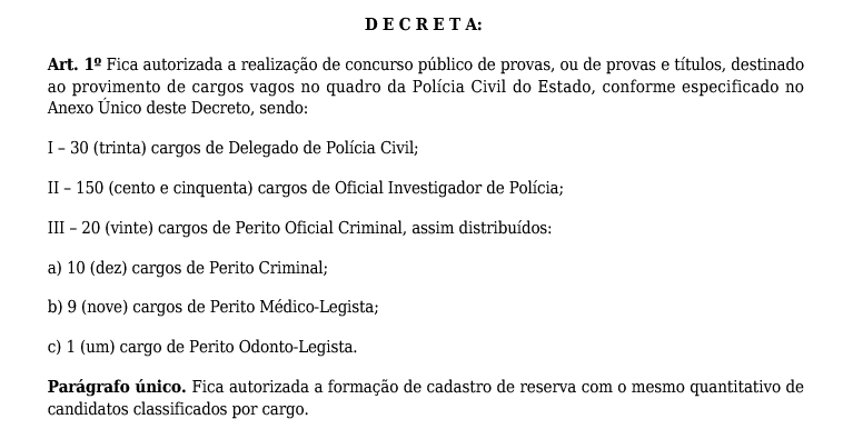 Concurso PC PI oficialmente autorizado