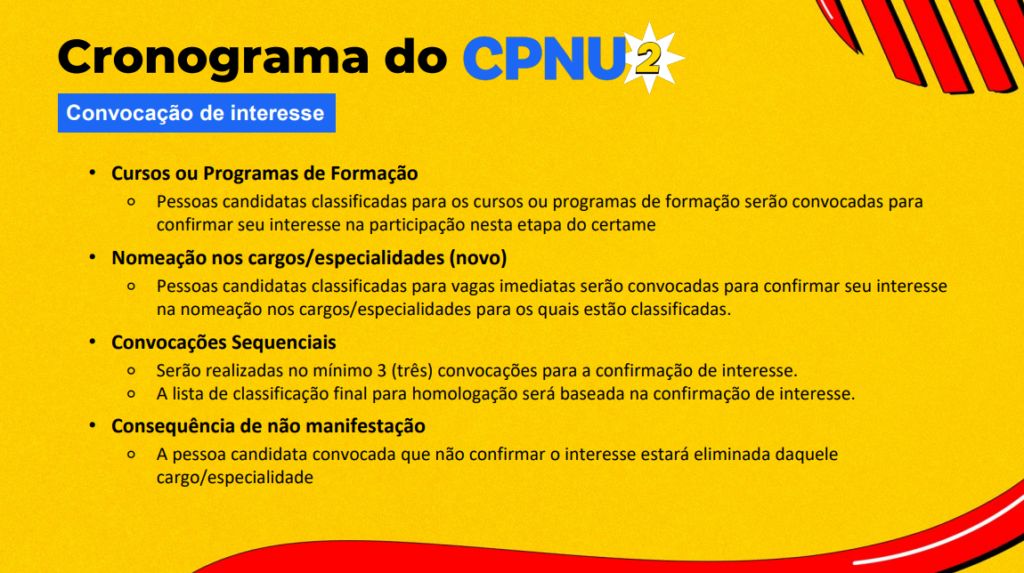 Convocação de interesse do CNU 2025 - Curso de Formação