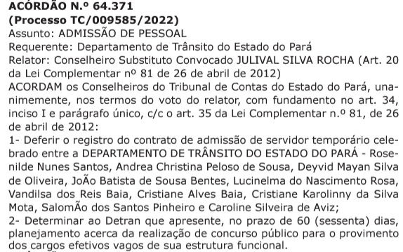TCE recomenda realização de um novo concurso Detran PA