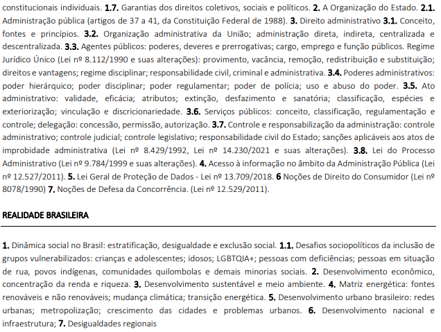 CNU 2025: conteúdo programático de conhecimentos gerais para os blocos 8 e 9 (nível médio)