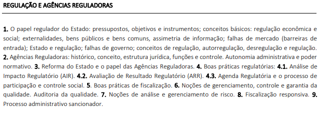 Conteúdo programático para o bloco 9
