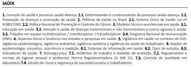 Conteúdo programático para o bloco 8 