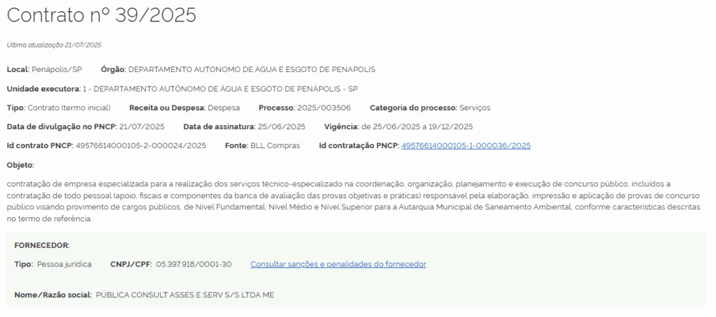 Concurso DAEP Penápolis: banca contratada para novo edital