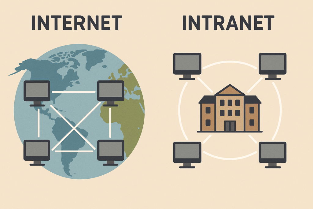 Imagem ilustrando a internet e a intranet