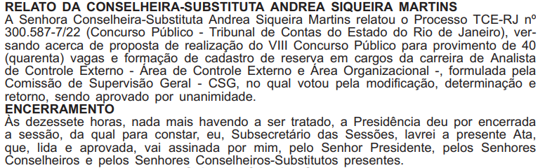 TCE RJ aprova concurso