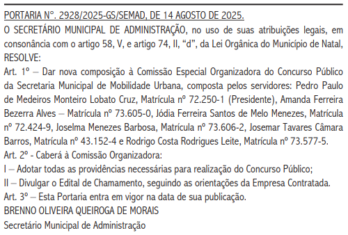 Concurso STTU Natal: comissão formada para 120 vagas