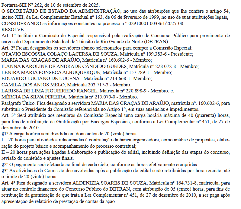 Concurso Detran RN tem comissão formada