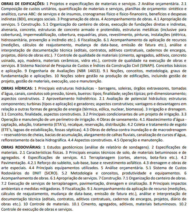 conhecimentos específicos