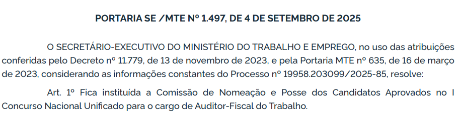 Concurso AFT: designada comissão para nomeações!