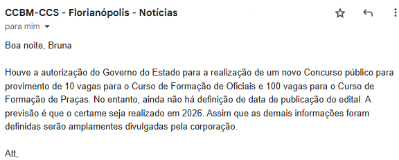 Concurso Bombeiro SC autorizado