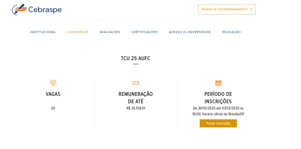 Inscrições do concurso TCU estão abertas!