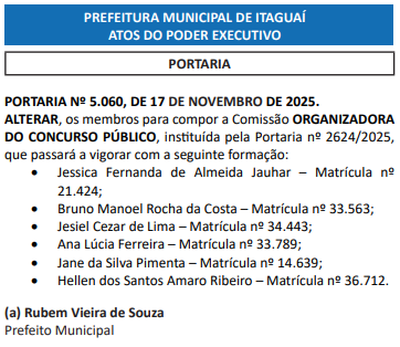 Concurso Itaguaí RJ: comissão formada para novo edital