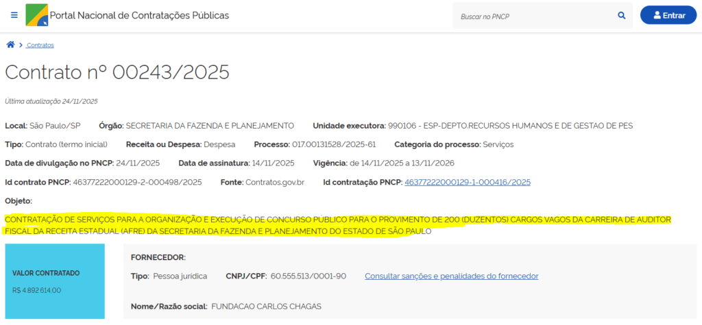 Concurso Sefaz SP: FCC contratada! Edital iminente; 200 vagas