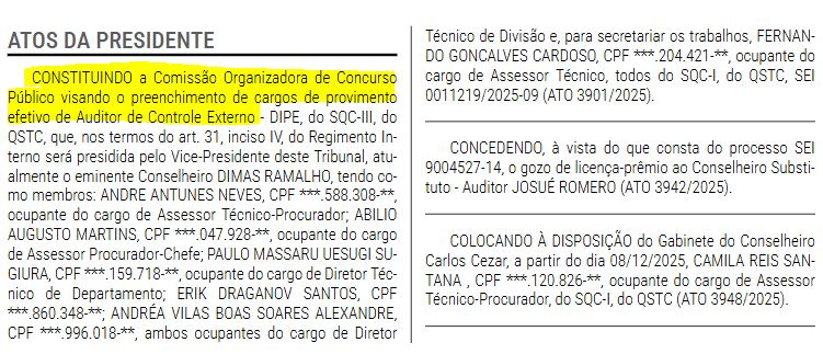 Concurso TCE SP: comissão formada!