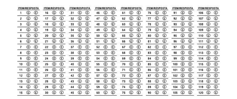 cartão resposta: =fuja do -1 na prova certo/errado