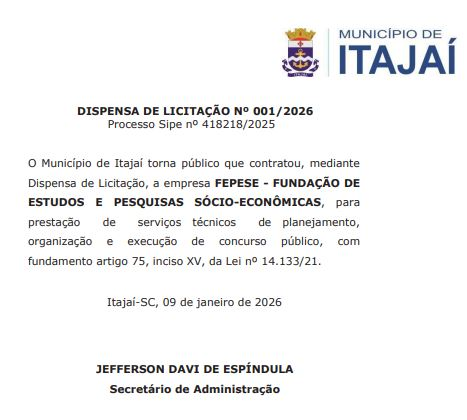 Fepese é a banca do concurso GCM Itajaí